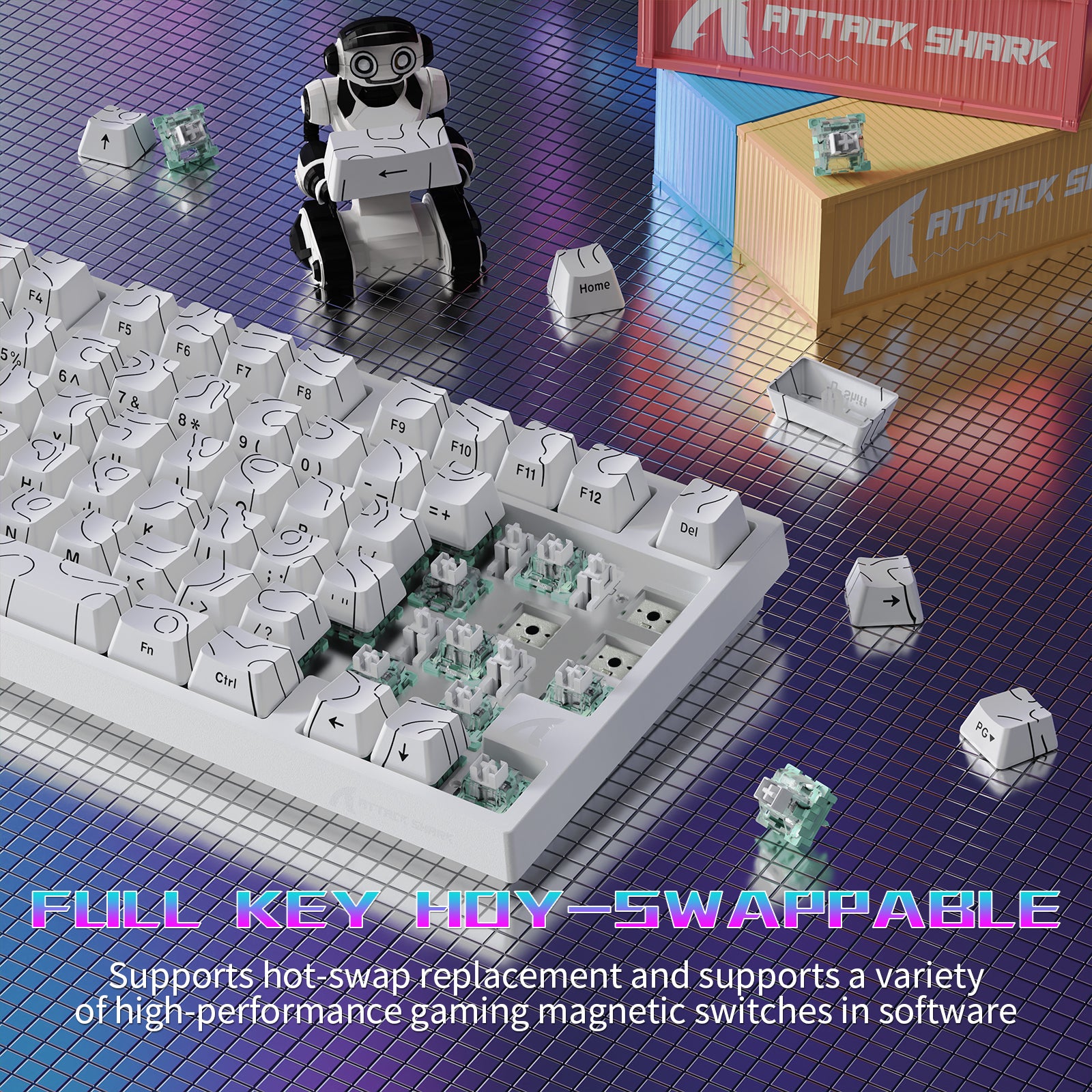 Clavier de jeu filaire ATTACK SHARK R82 HE 75 % avec câble LED C01ULTRA