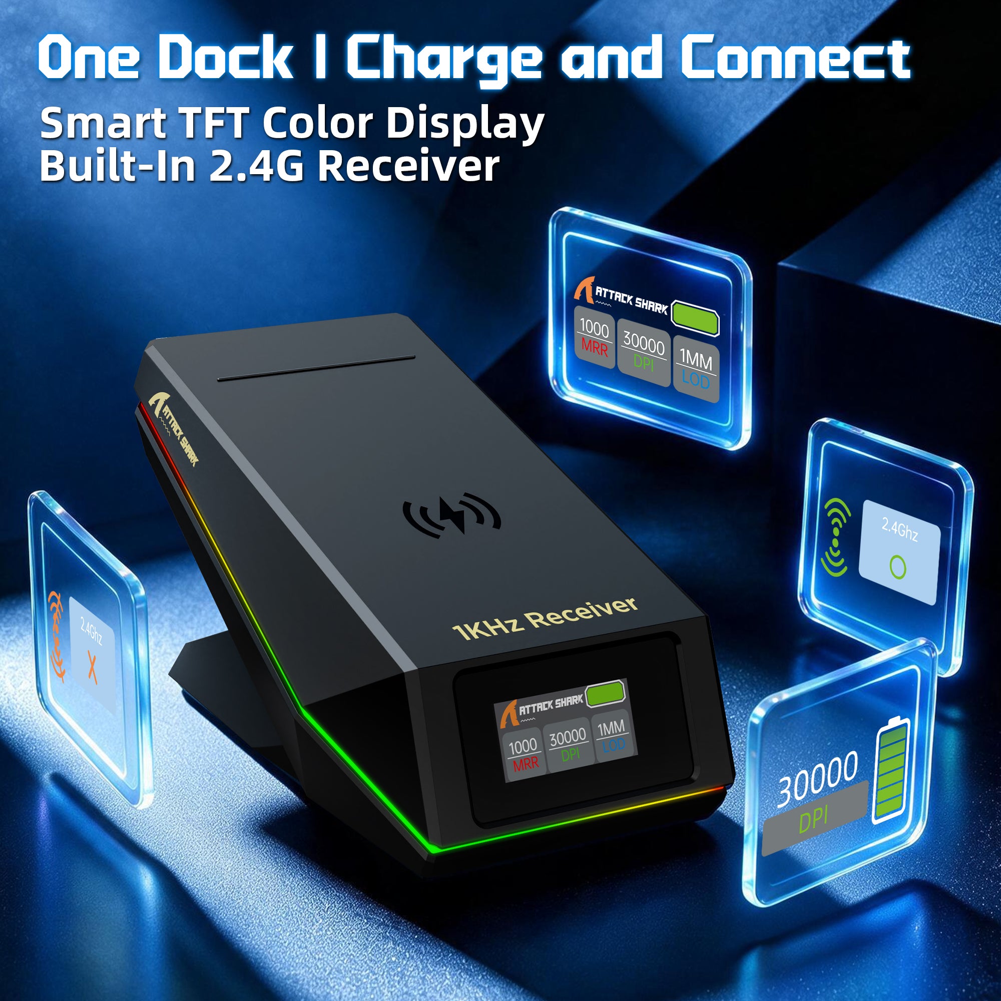 Souris de jeu sans fil ATTACK SHARK X11 PRO V2 avec station de charge et écran TFT