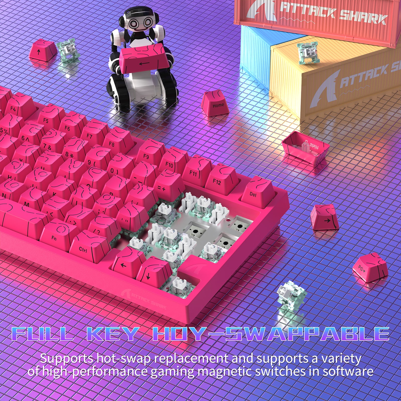 Clavier de jeu filaire ATTACK SHARK R82 HE 75 % avec câble LED C01ULTRA