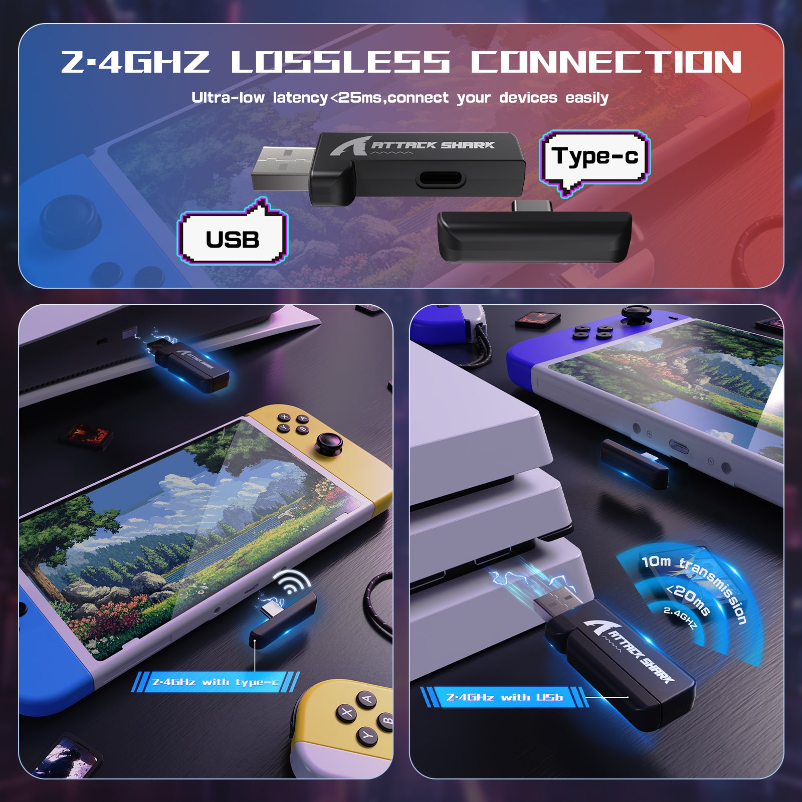 Casque de jeu tri-mode ultra-léger ATTACK SHARK L60