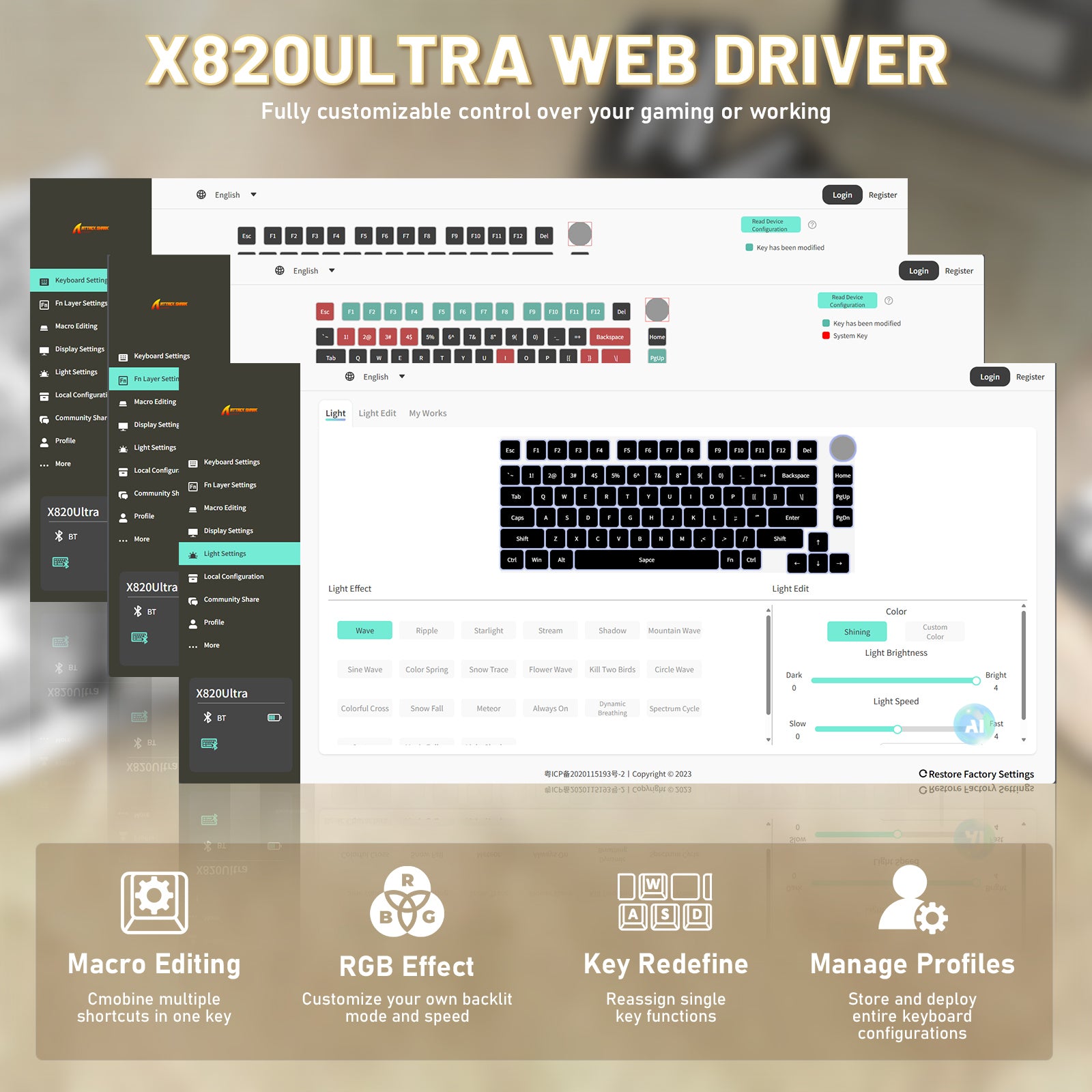 Clavier mécanique ATTACK SHARK X820ULTRA avec câble en spirale C01ULTRA