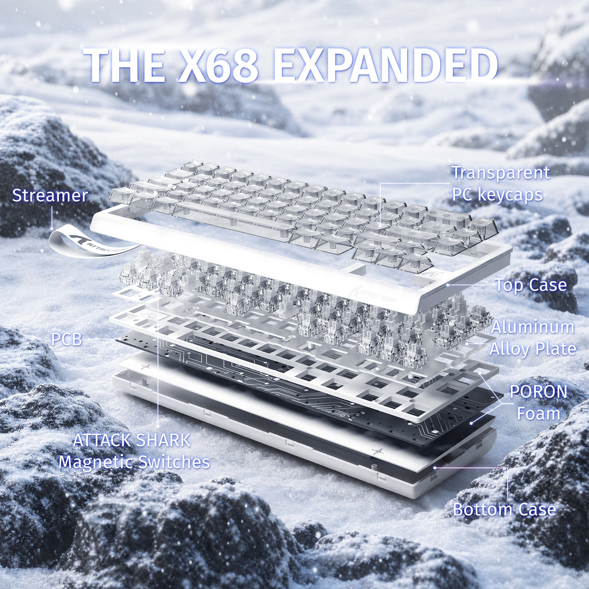 ATTACK SHARK X68 HE Clavier à déclenchement rapide avec switch magnétique