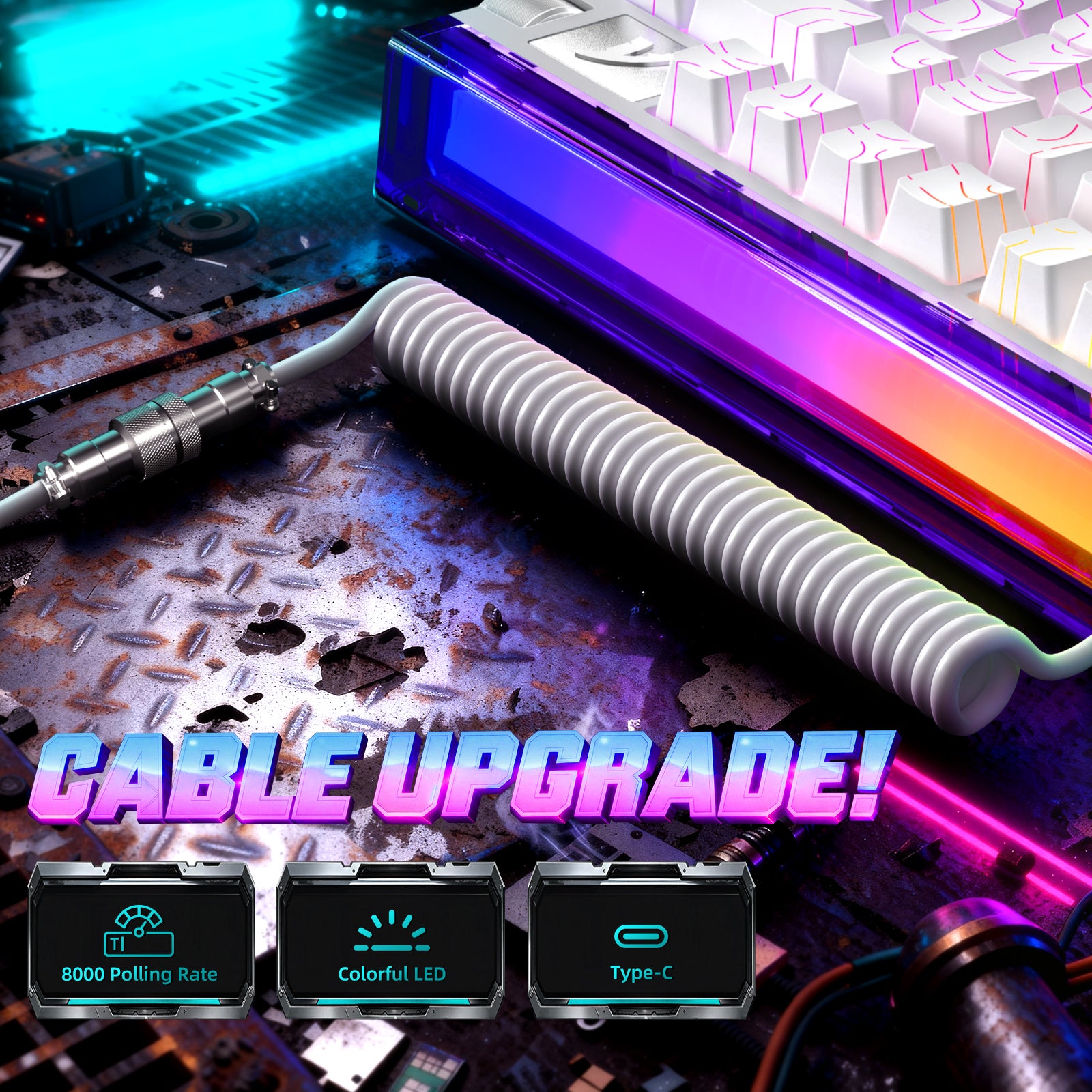 Clavier à déclenchement rapide ATTACK SHARK R85 HE avec câble LED C01ULTRA