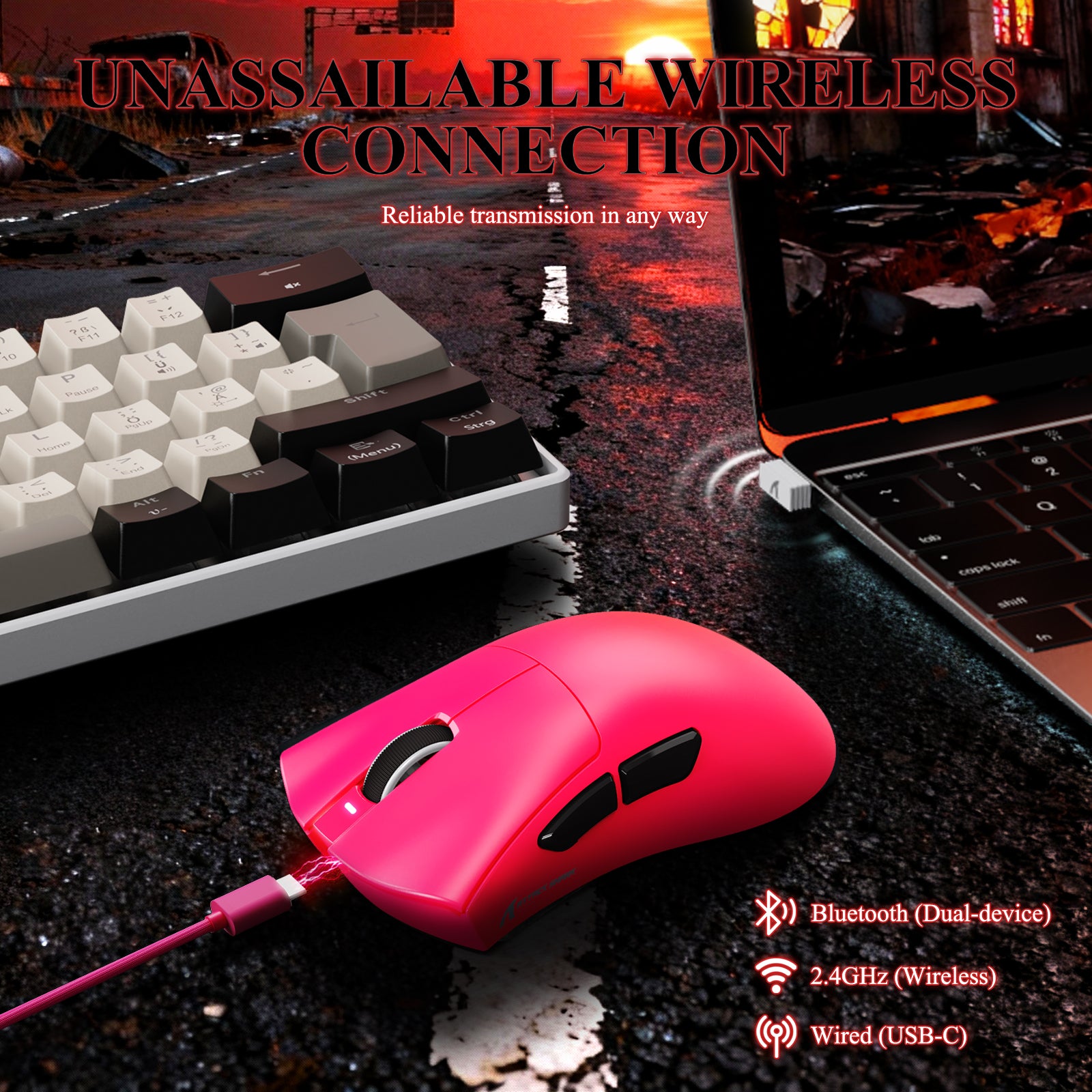 Souris de jeu tri-mode ultra-légère ATTACK SHARK V3PRO avec station de charge