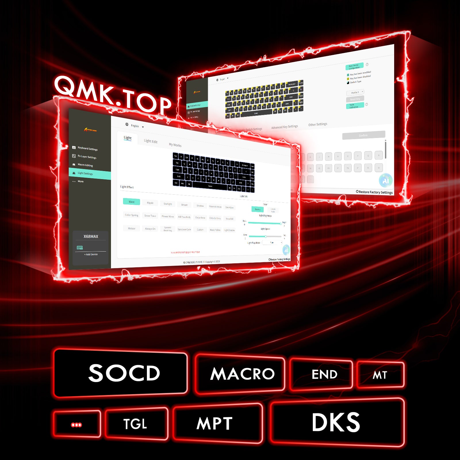 Clavier en aluminium CNC à déclenchement rapide ATTACK SHARK X68MAX HE avec interrupteur magnétique et câble enroulé RGB C01Ultra