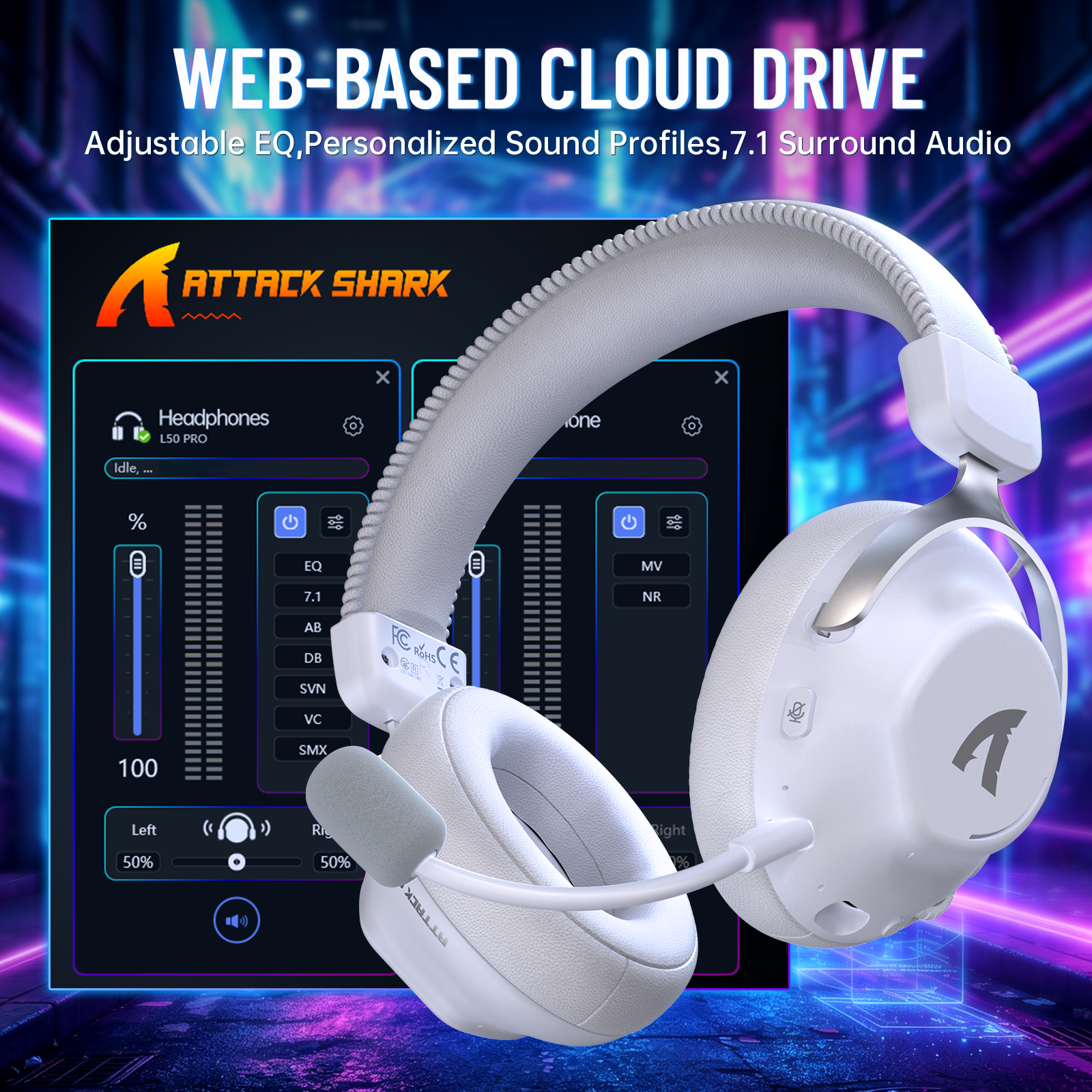Casque de jeu sans fil ATTACK SHARK L50 PRO à trois modes