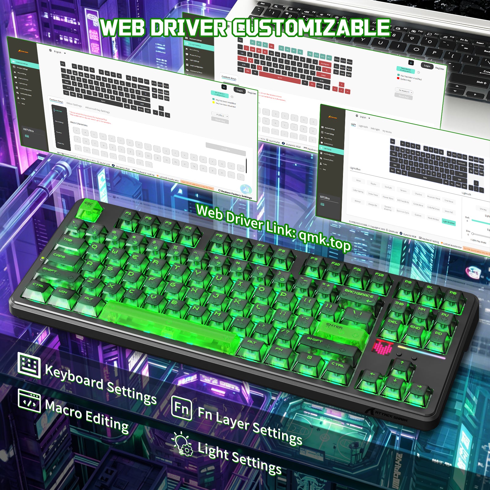 Clavier Mécanique Sans Fil ATTACK SHARK X87 ULTRA avec Récepteur Sans Fil 8K