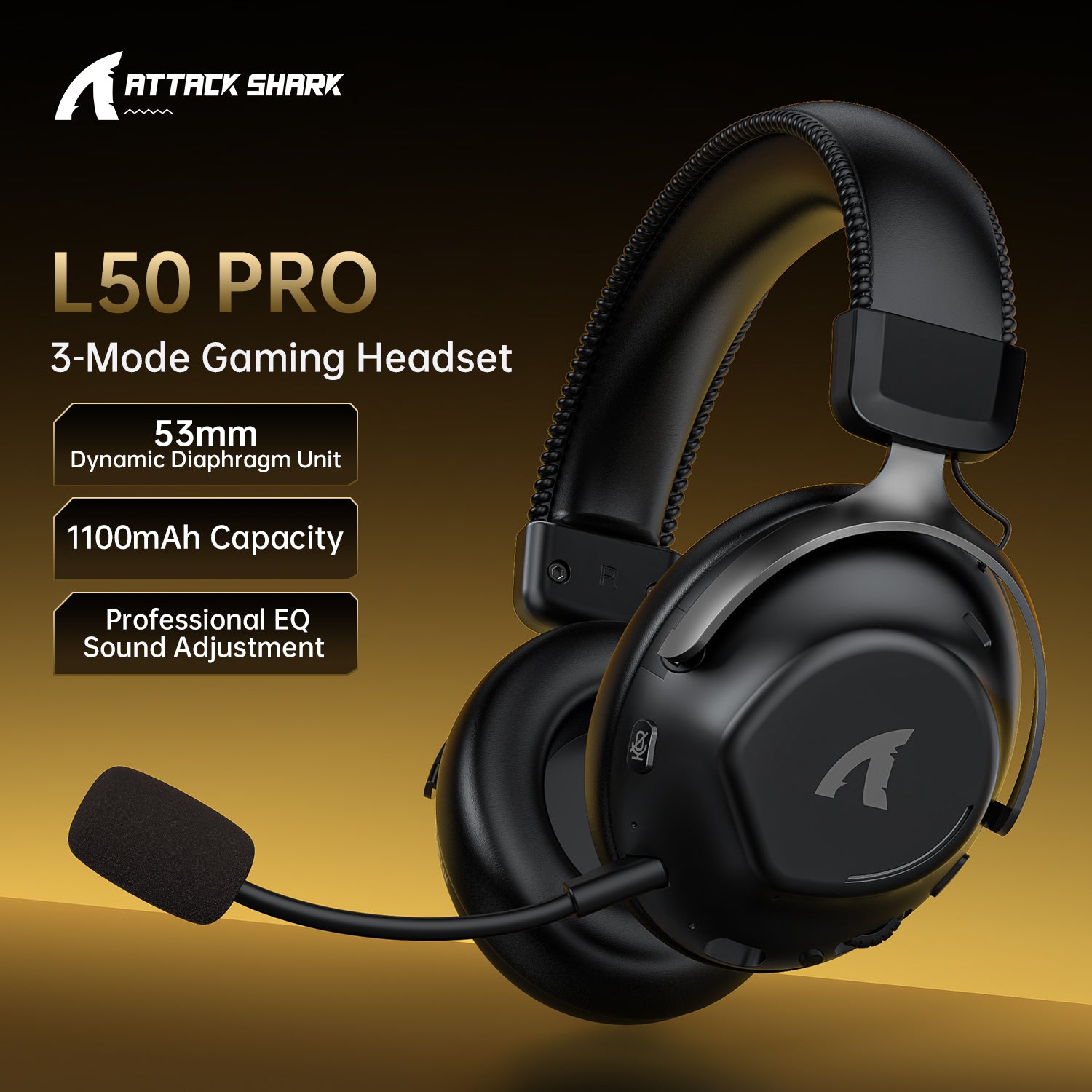 Casque de jeu sans fil ATTACK SHARK L50PRO à connexion tri-mode