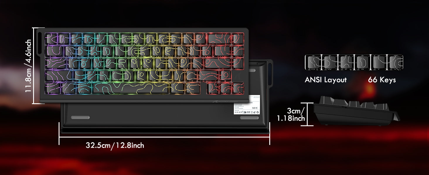 Clavier sans fil à déclenchement rapide ATTACK SHARK X68PRO HE avec câble spiralé