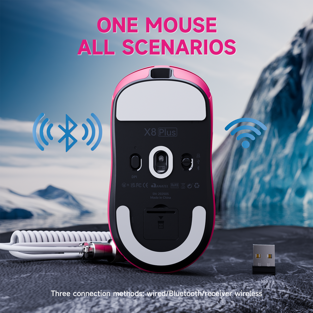 Souris de jeu sans fil tri-mode ATTACK SHARK X8 PLUS avec câble C06 ULTRA