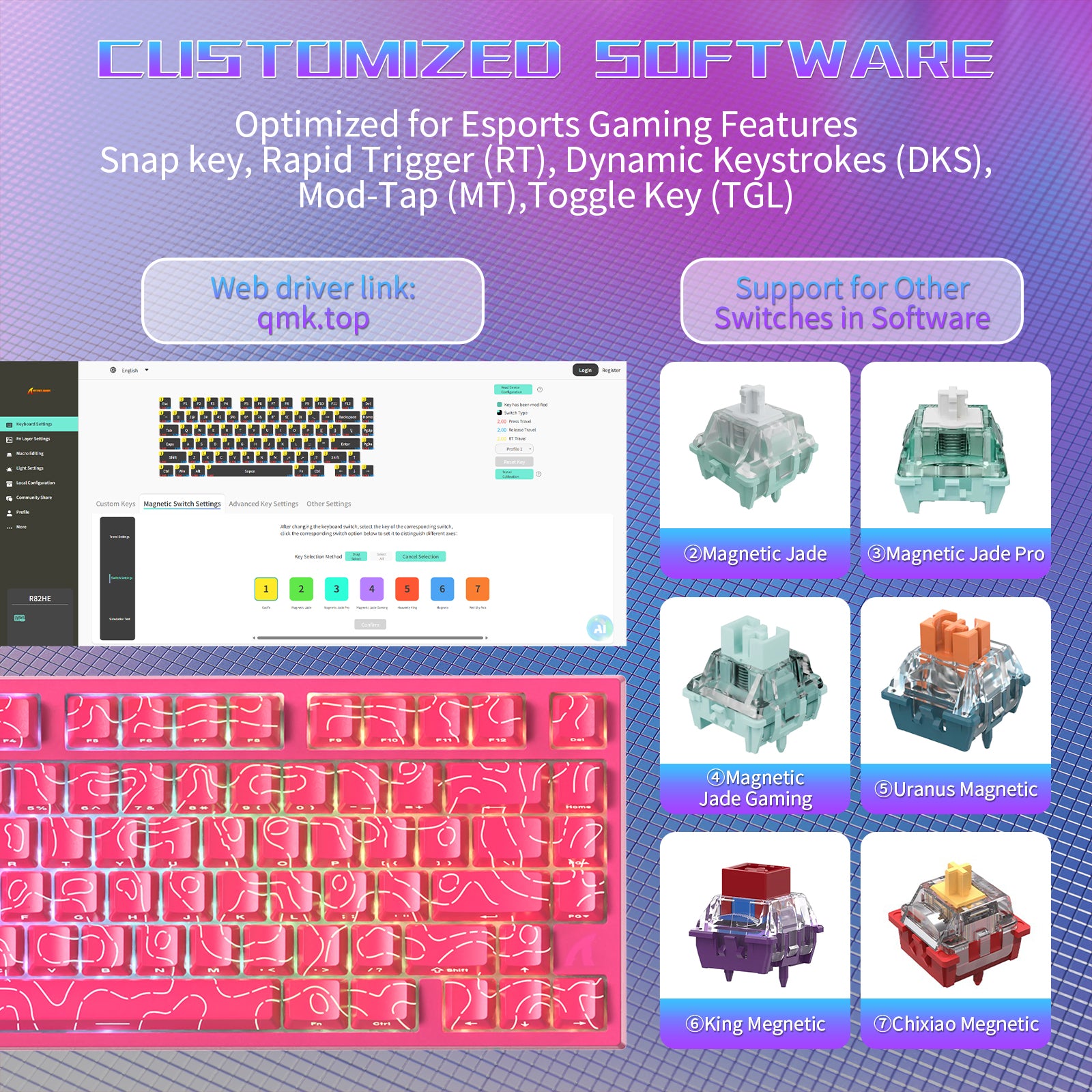 Clavier de jeu filaire ATTACK SHARK R82 HE 75 % avec câble LED C01ULTRA