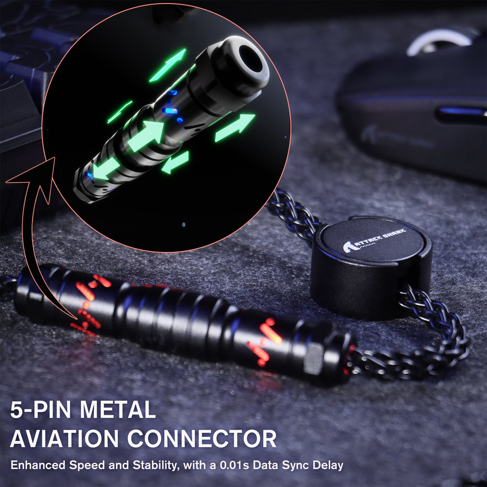 ATTACK SHARK C07 Câble aviator personnalisé pour clavier magnétique 8KHz