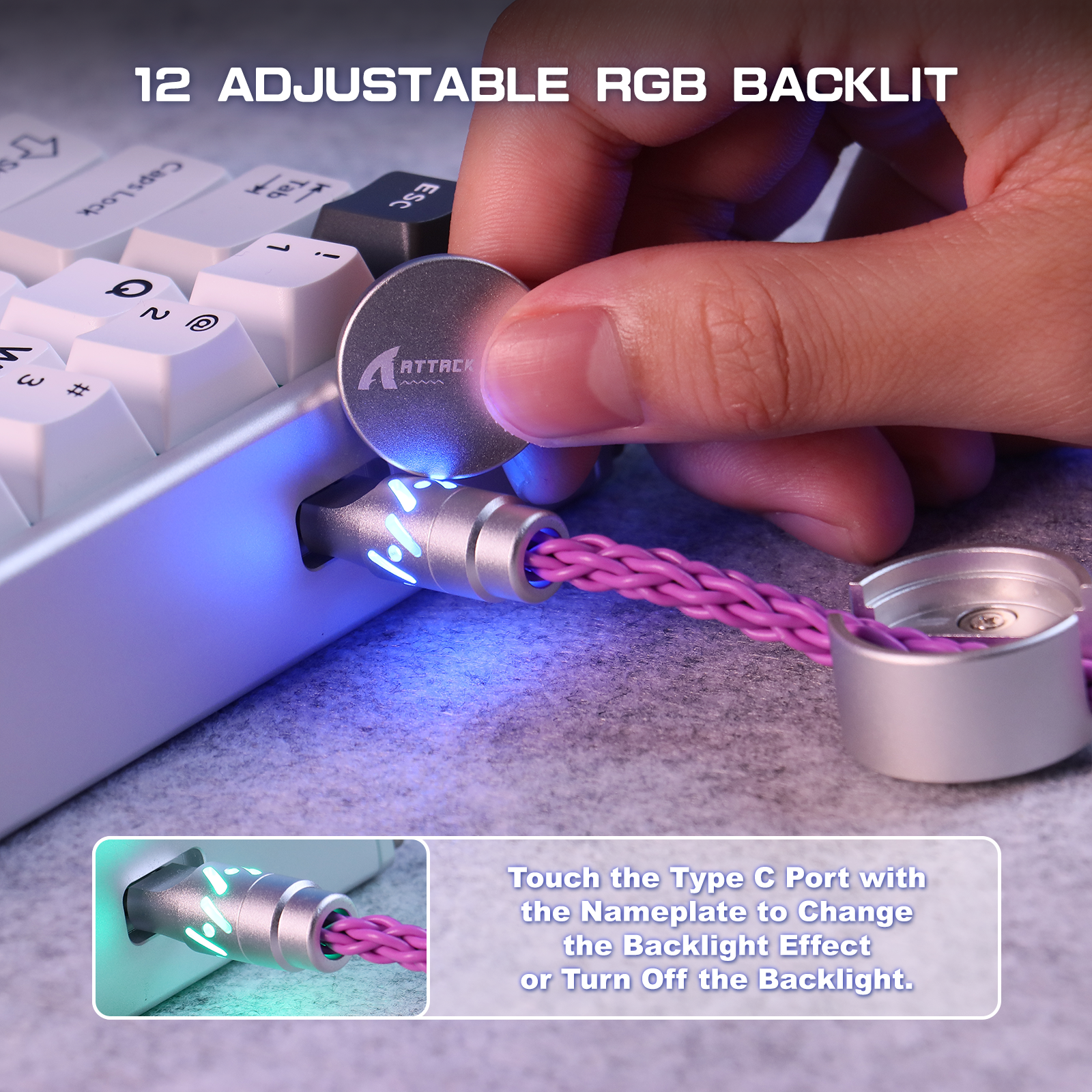 ATTACK SHARK C07 Câble aviator personnalisé pour clavier magnétique 8KHz