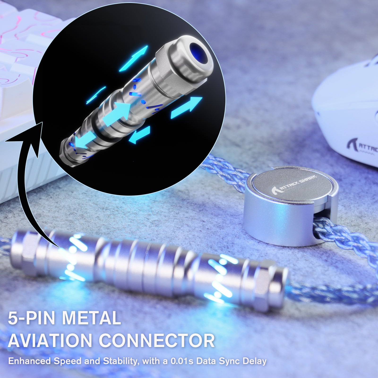 ATTACK SHARK C07 Câble aviator personnalisé pour clavier magnétique 8KHz
