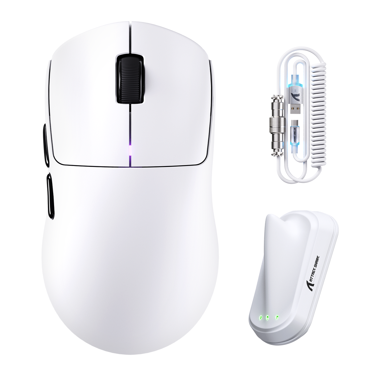 Souris gaming sans fil ATTACK SHARK F1 AIR 39g avec capteur PAW3955MAX et câble C06 Ultra