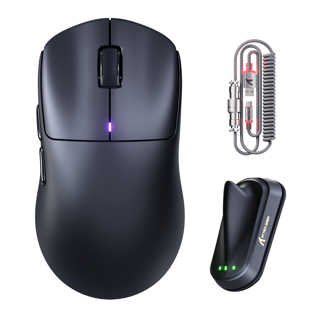 Souris gaming sans fil ATTACK SHARK F1 AIR 39g avec capteur PAW3955MAX et câble C06 Ultra