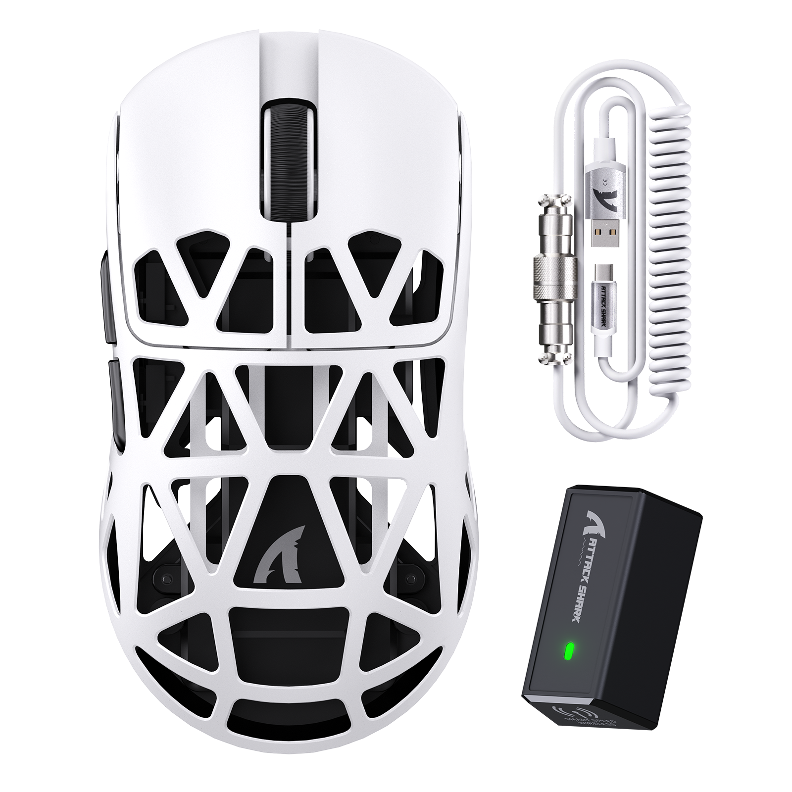 ATTACK SHARK R2 Souris de jeu PAW3950 en alliage de magnésium 8K avec câble enroulé (Station de charge non incluse)