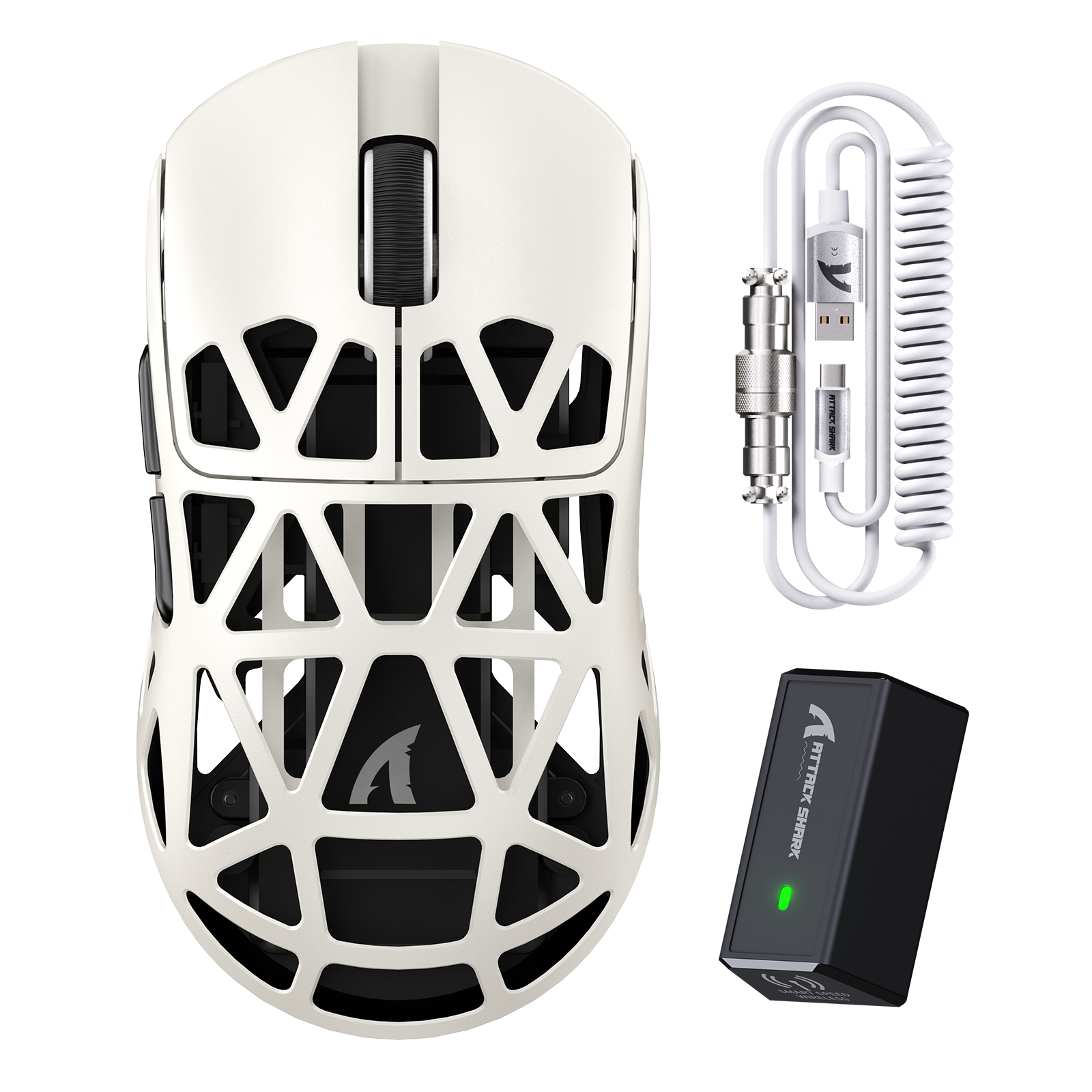 ATTACK SHARK R2 Souris de jeu PAW3950 en alliage de magnésium 8K avec câble enroulé (Station de charge non incluse)