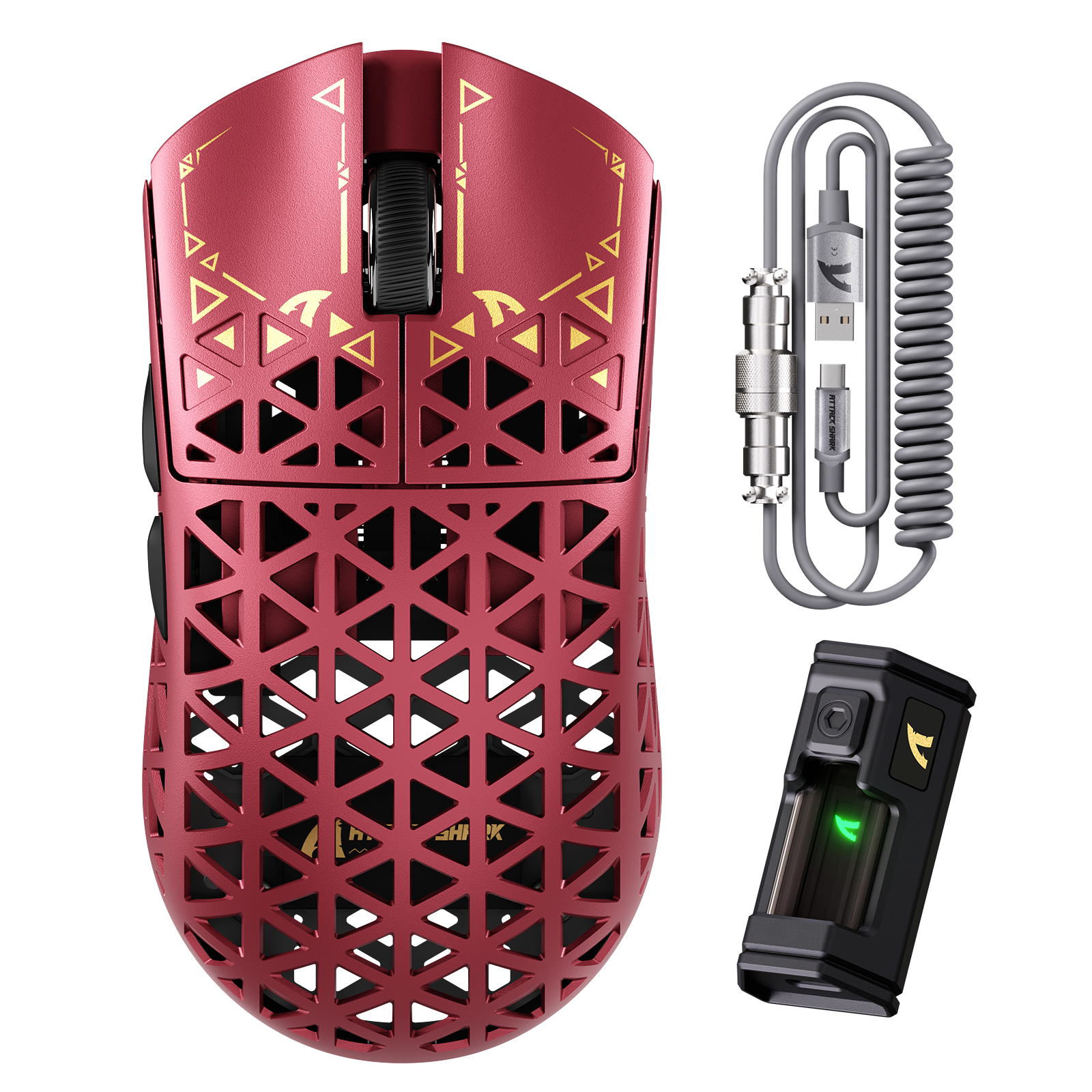 Souris gaming sans fil ATTACK SHARK R5 ULTRA en fibre de carbone 8K PAW3950MAX avec câble enroulé 8K