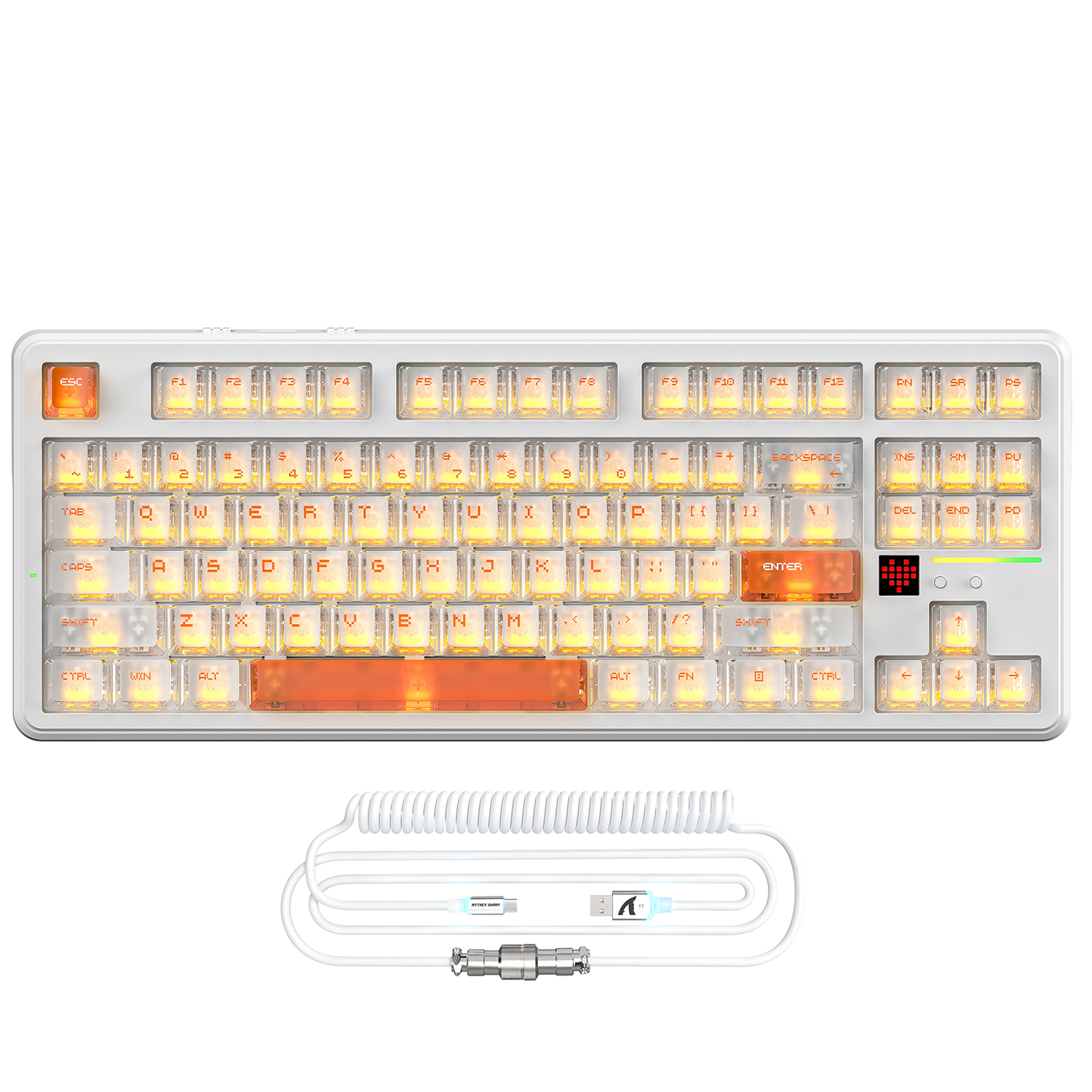 Clavier de jeu sans fil ATTACK SHARK X87 ULTRA avec récepteur 8K et câble spiralé RGB