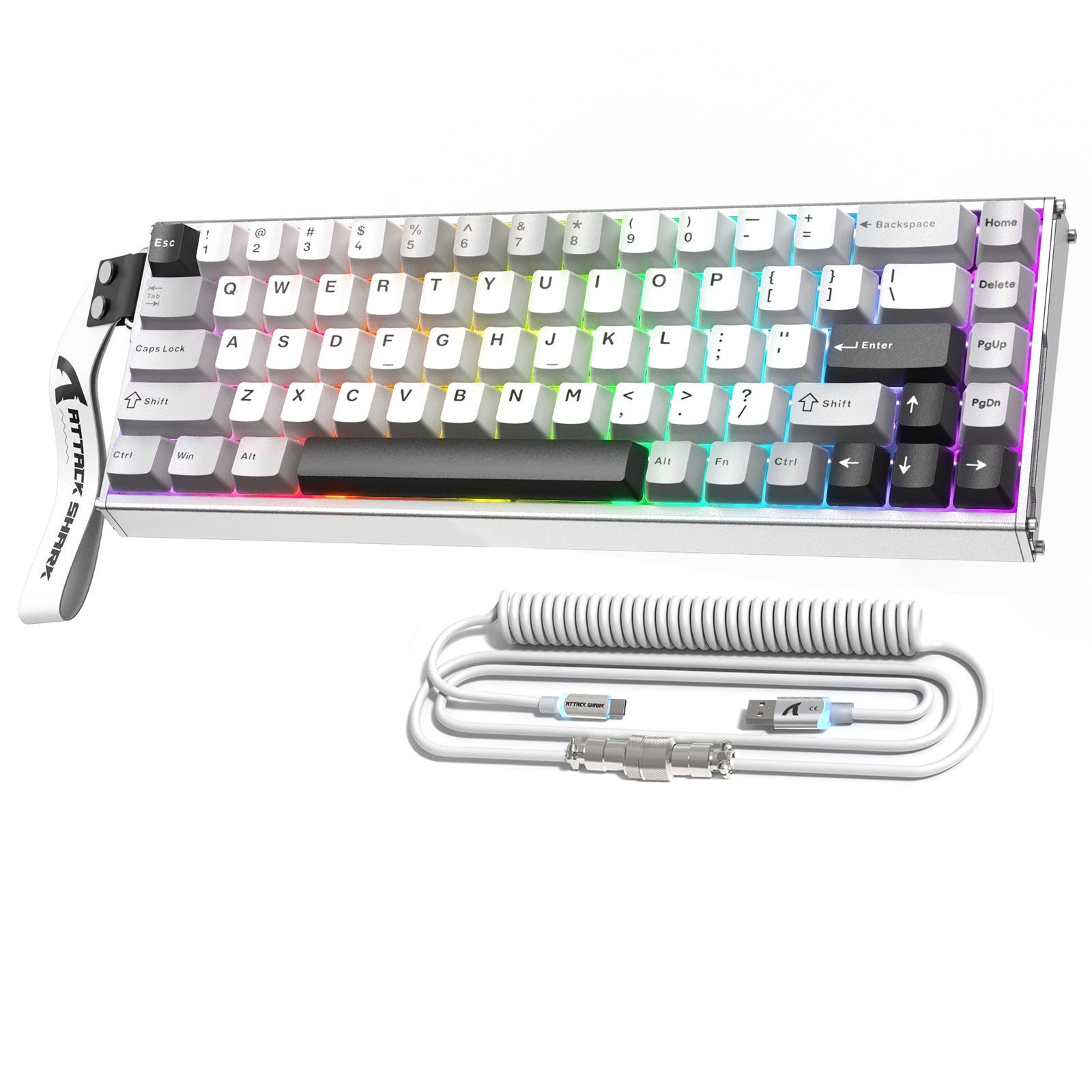 Clavier ATTACK SHARK X68MAX HE à déclenchement rapide en aluminium CNC avec interrupteur magnétique et câble spiralé C01Ultra RGB