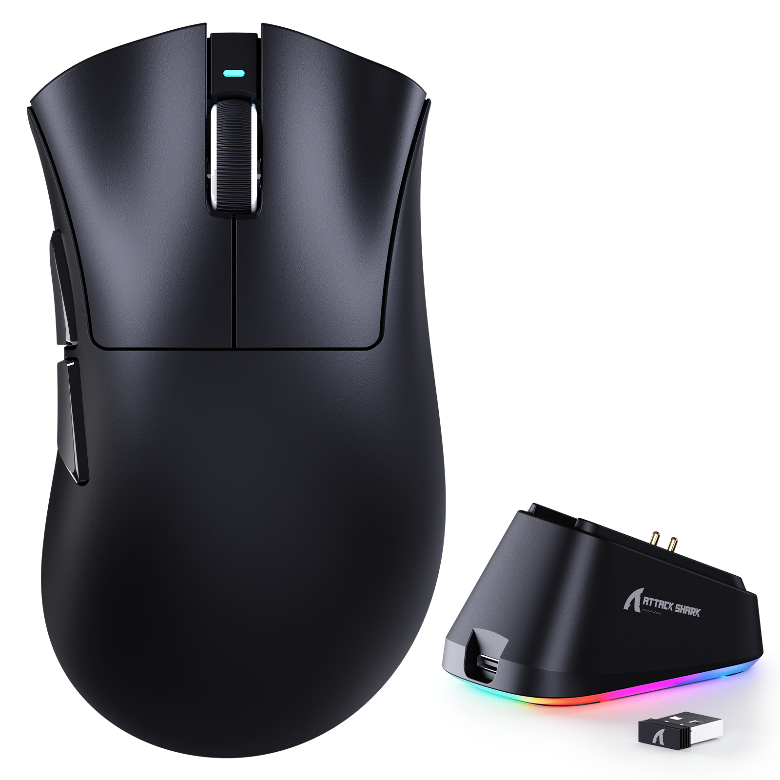 ATTACK SHARK V3PRO ultra-light tri-mode gaming mouse with RGB charging dock