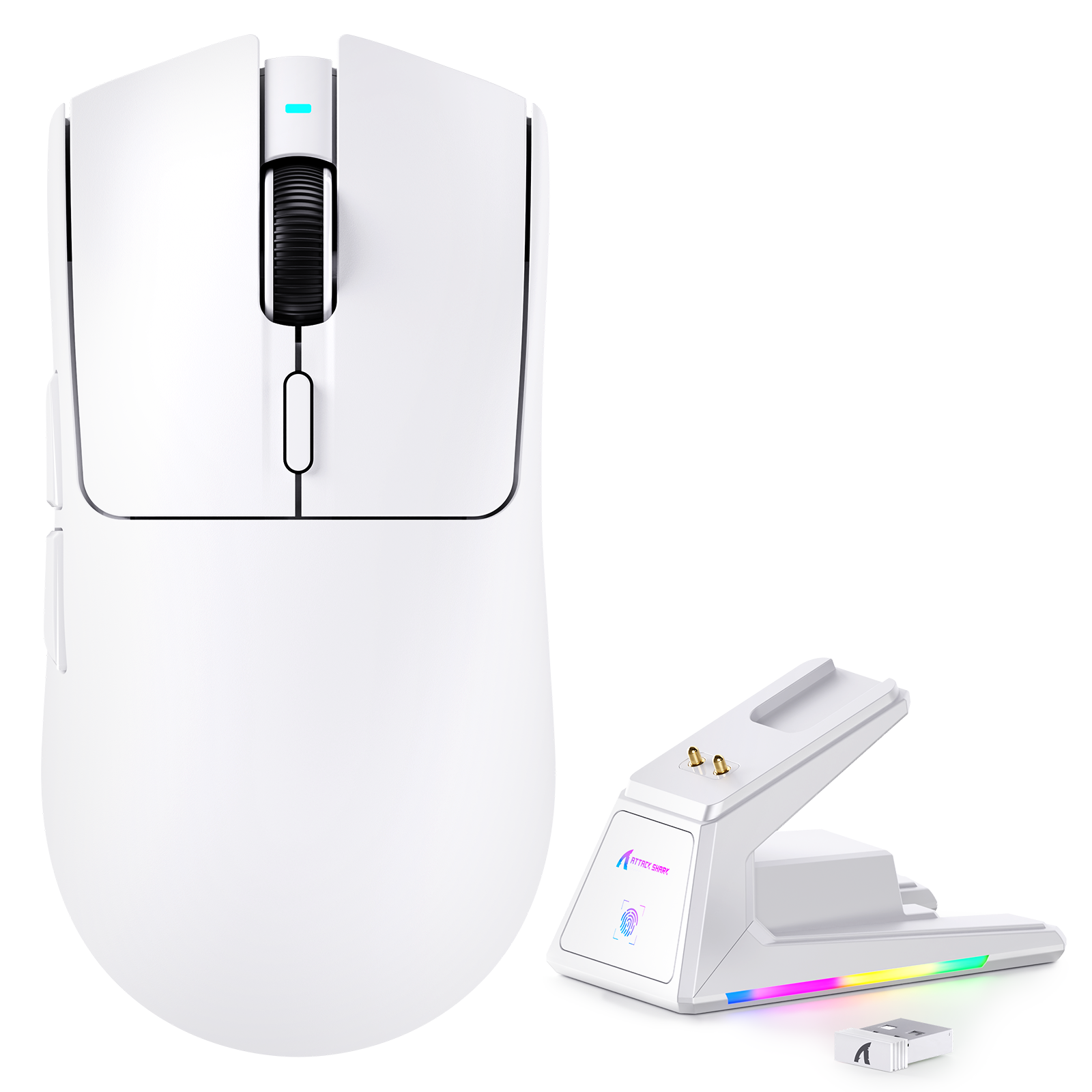 Souris de jeu tri-mode ATTACK SHARK X1 avec pavé tactile, station de charge RGB, capteur PAW3395PRO