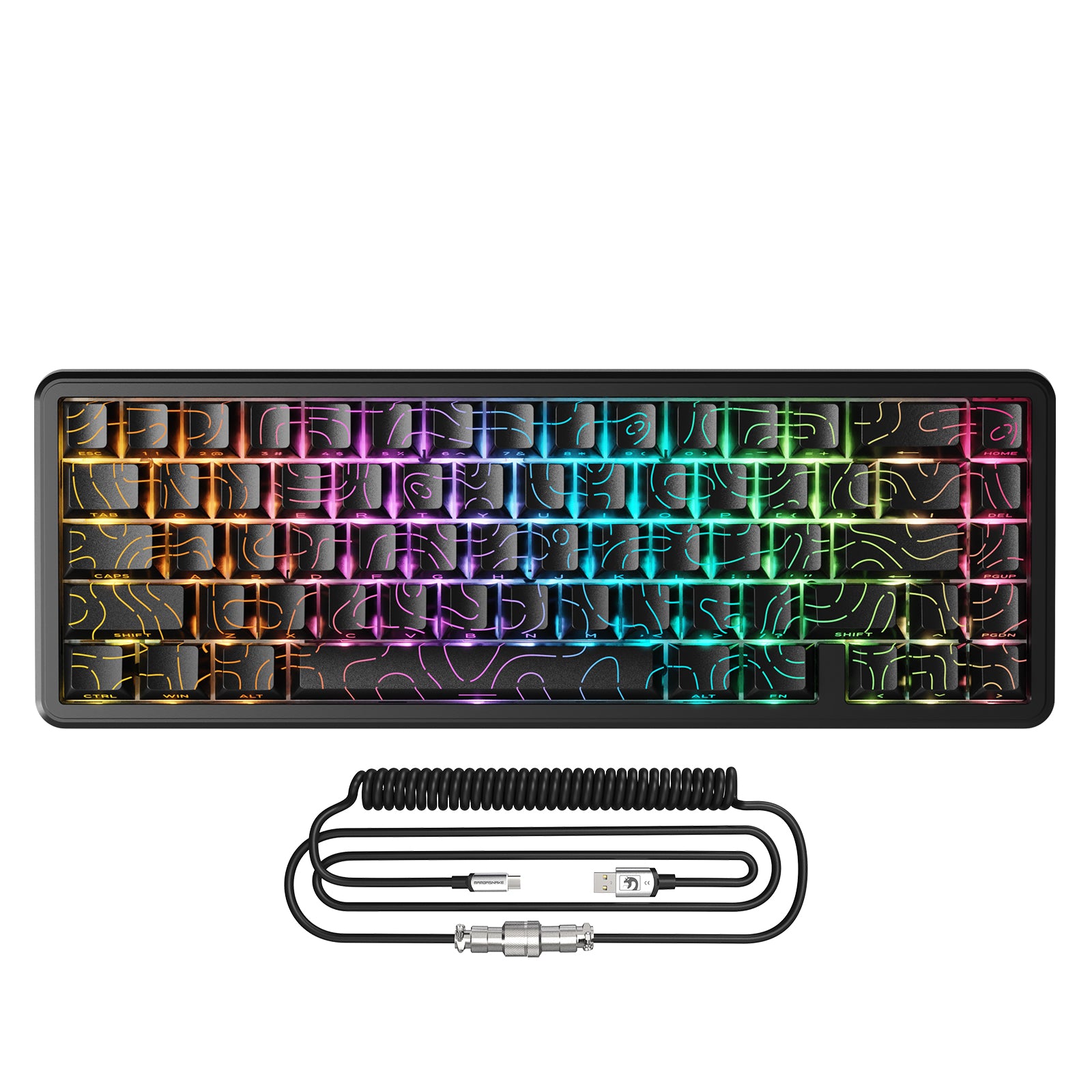 ATTACK SHARK X65 HE Clavier à déclenchement rapide avec switch magnétique et câble enroulé 8Khz