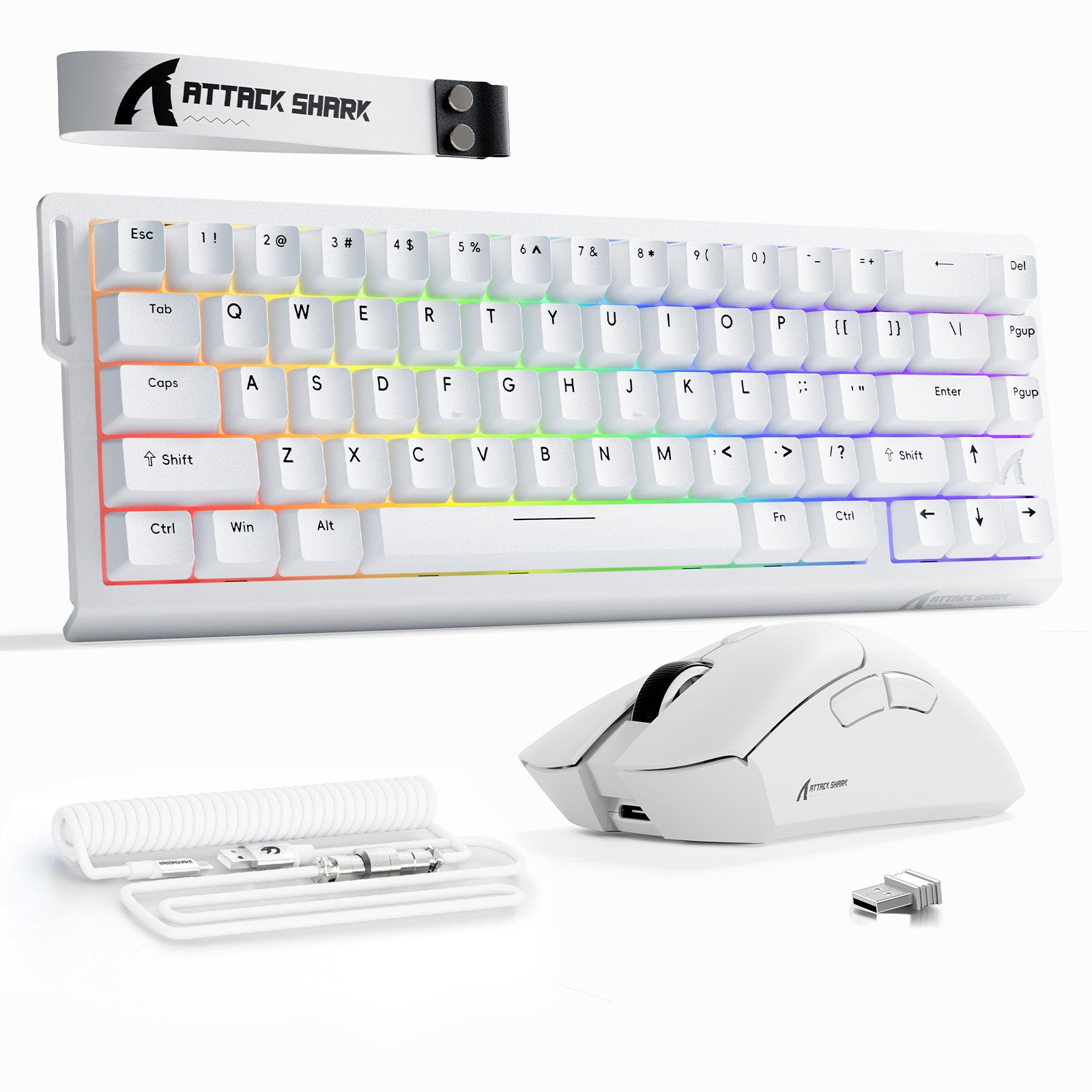 Pack clavier ATTACK SHARK X68HE Rapid Trigger + souris de jeu sans fil R1 + câble enroulé C01