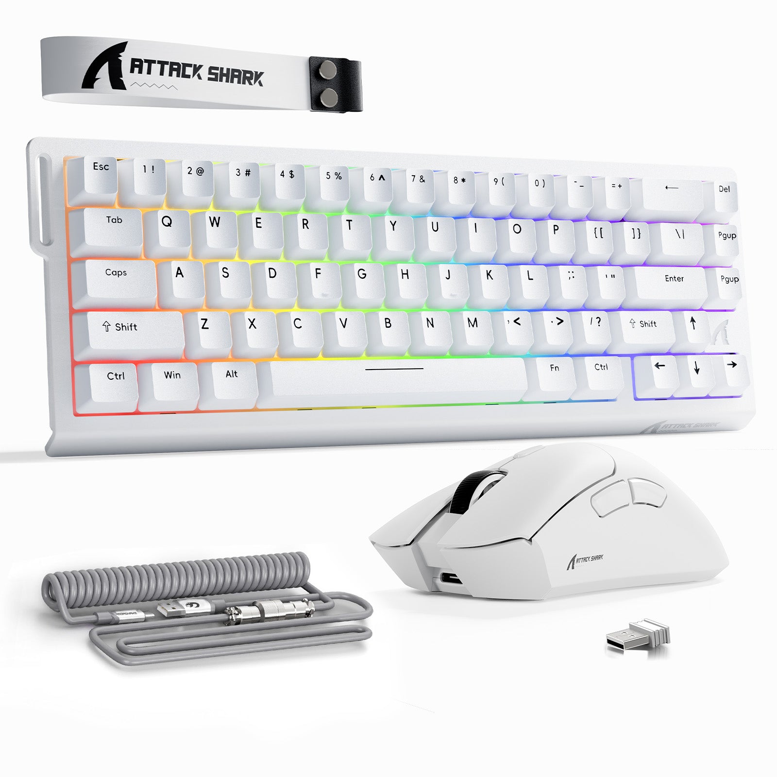 Pack Clavier Rapid Trigger ATTACK SHARK X68HE + Souris Gaming Sans Fil R1 + Câble en Spirale C01