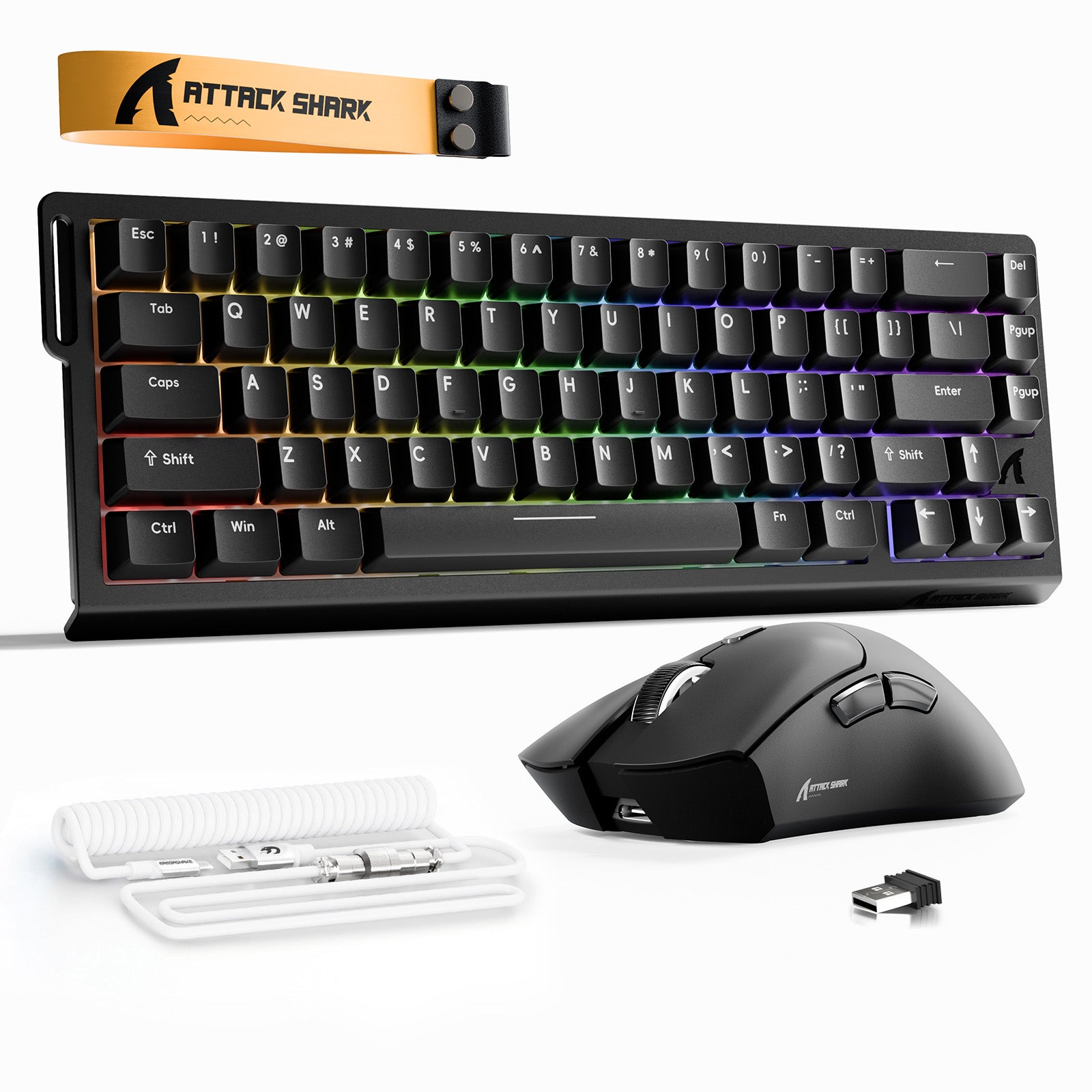 Pack clavier ATTACK SHARK X68HE Rapid Trigger + souris de jeu sans fil R1 + câble enroulé C01