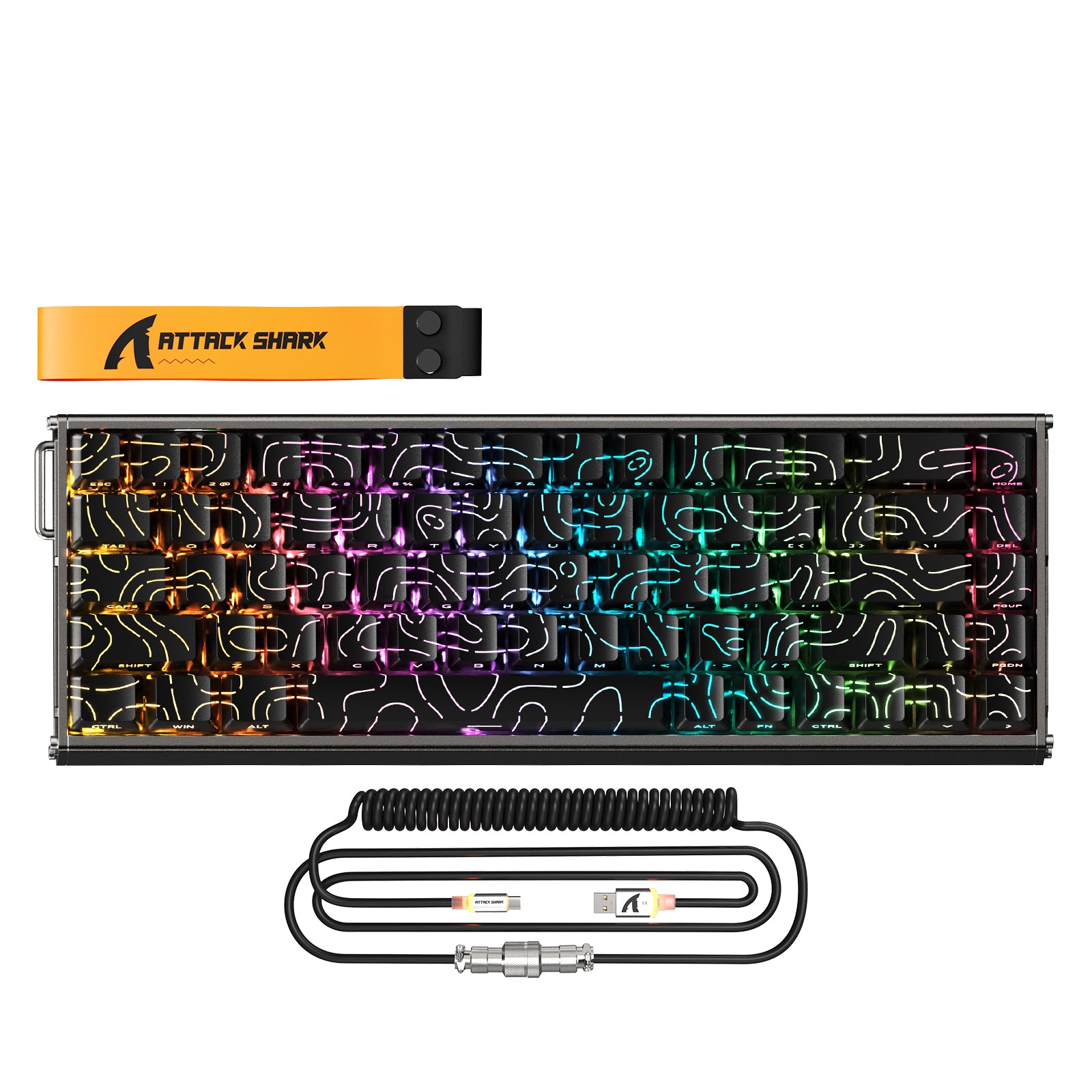 Clavier en aluminium CNC à déclenchement rapide ATTACK SHARK X68MAX HE avec interrupteur magnétique et câble enroulé RGB C01Ultra