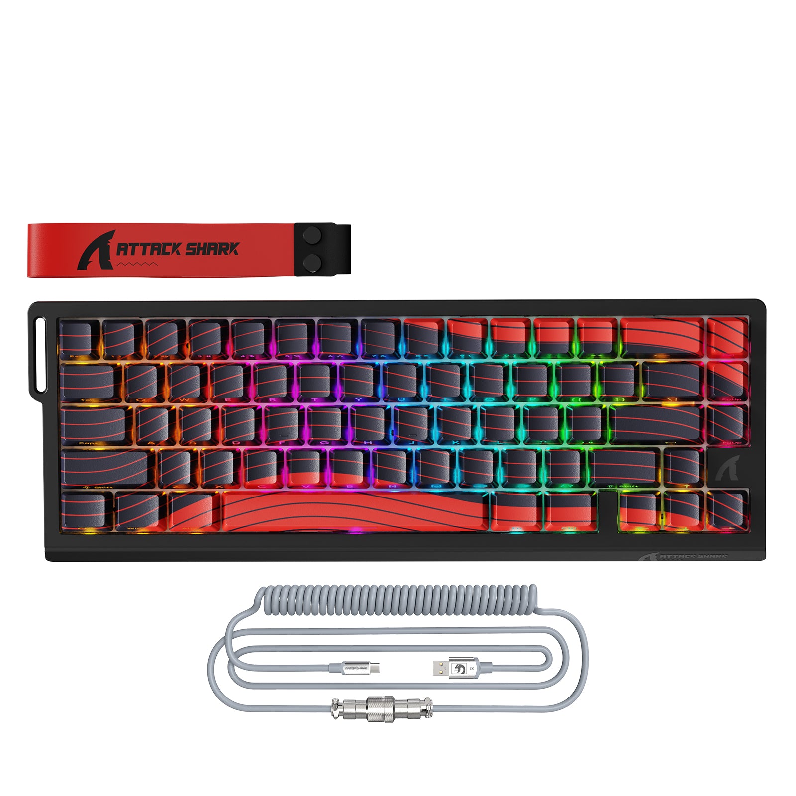 ATTACK SHARK X68PRO HE Clavier à déclenchement rapide sans fil avec câble enroulé