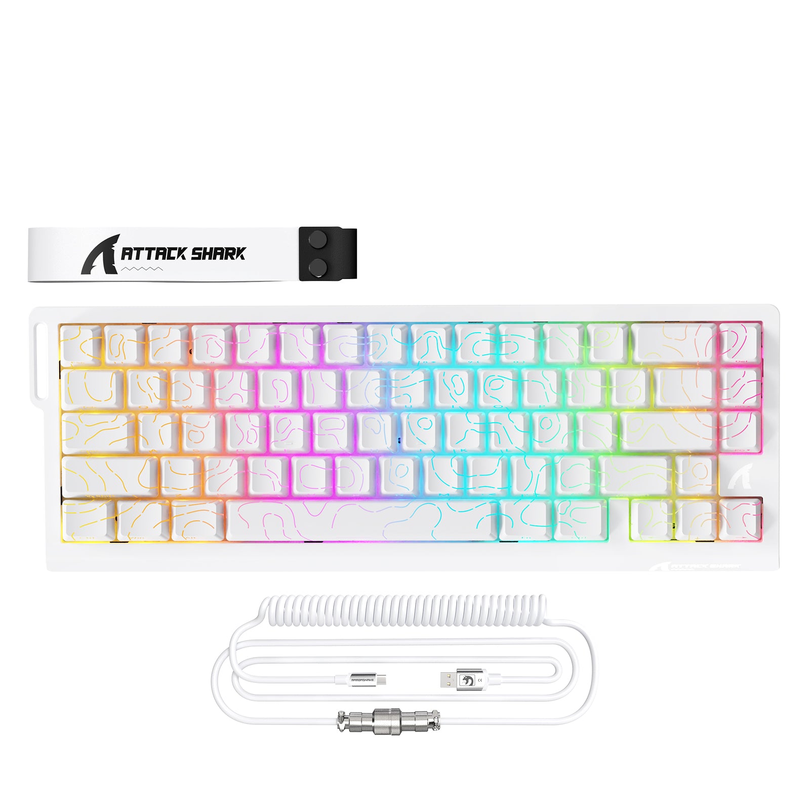 ATTACK SHARK X68PRO HE Clavier à déclenchement rapide sans fil avec câble enroulé