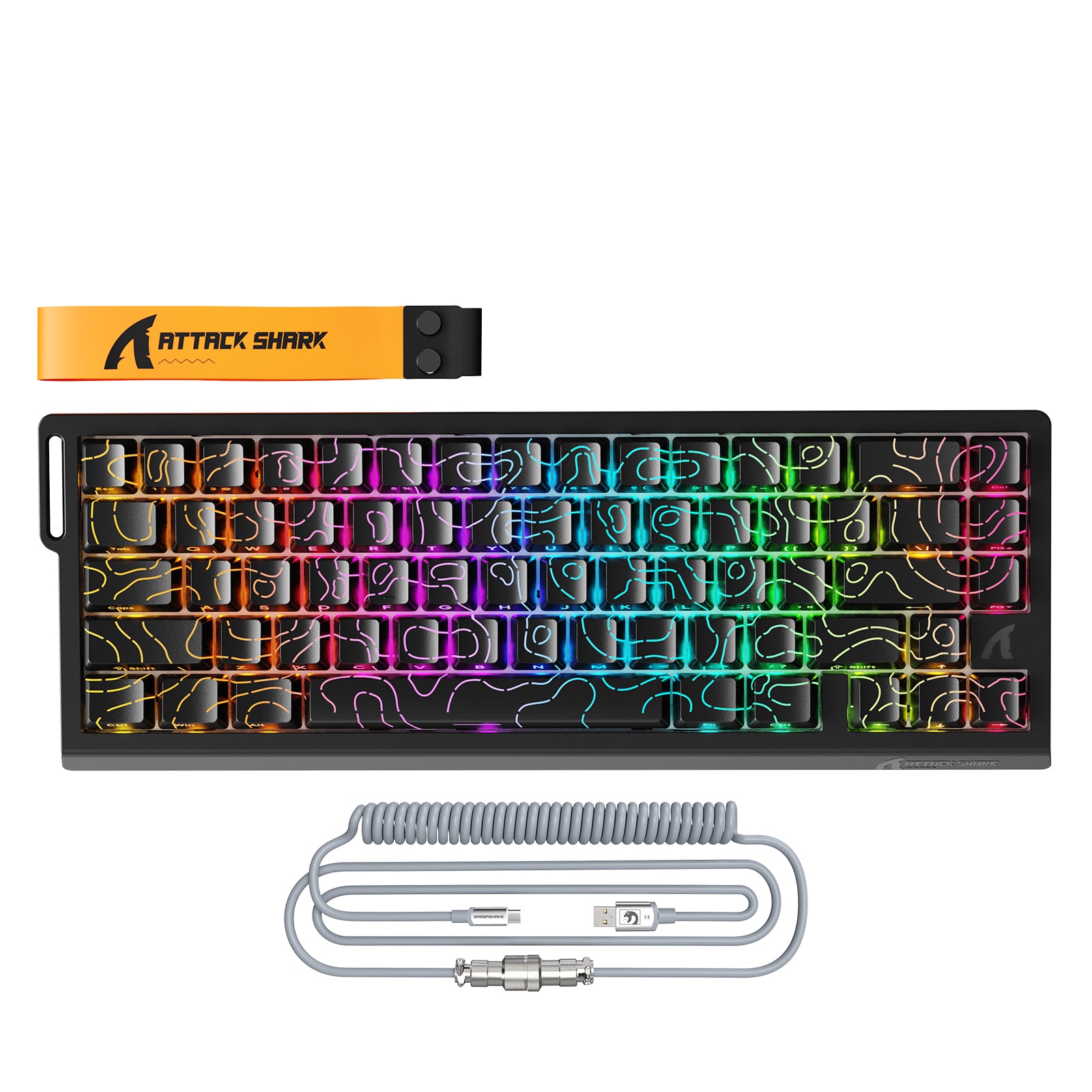 ATTACK SHARK X68PRO HE Clavier à déclenchement rapide sans fil avec câble enroulé