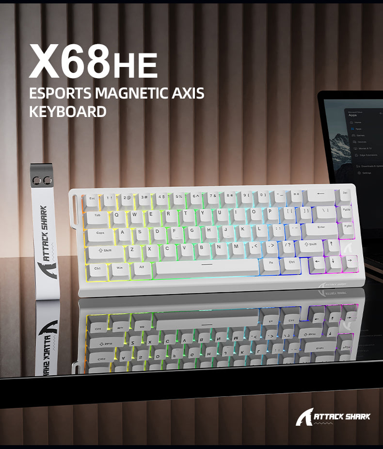 ATTACK SHARK X68 HE Clavier à déclenchement rapide avec switch magnétique et câble enroulé C01PRO
