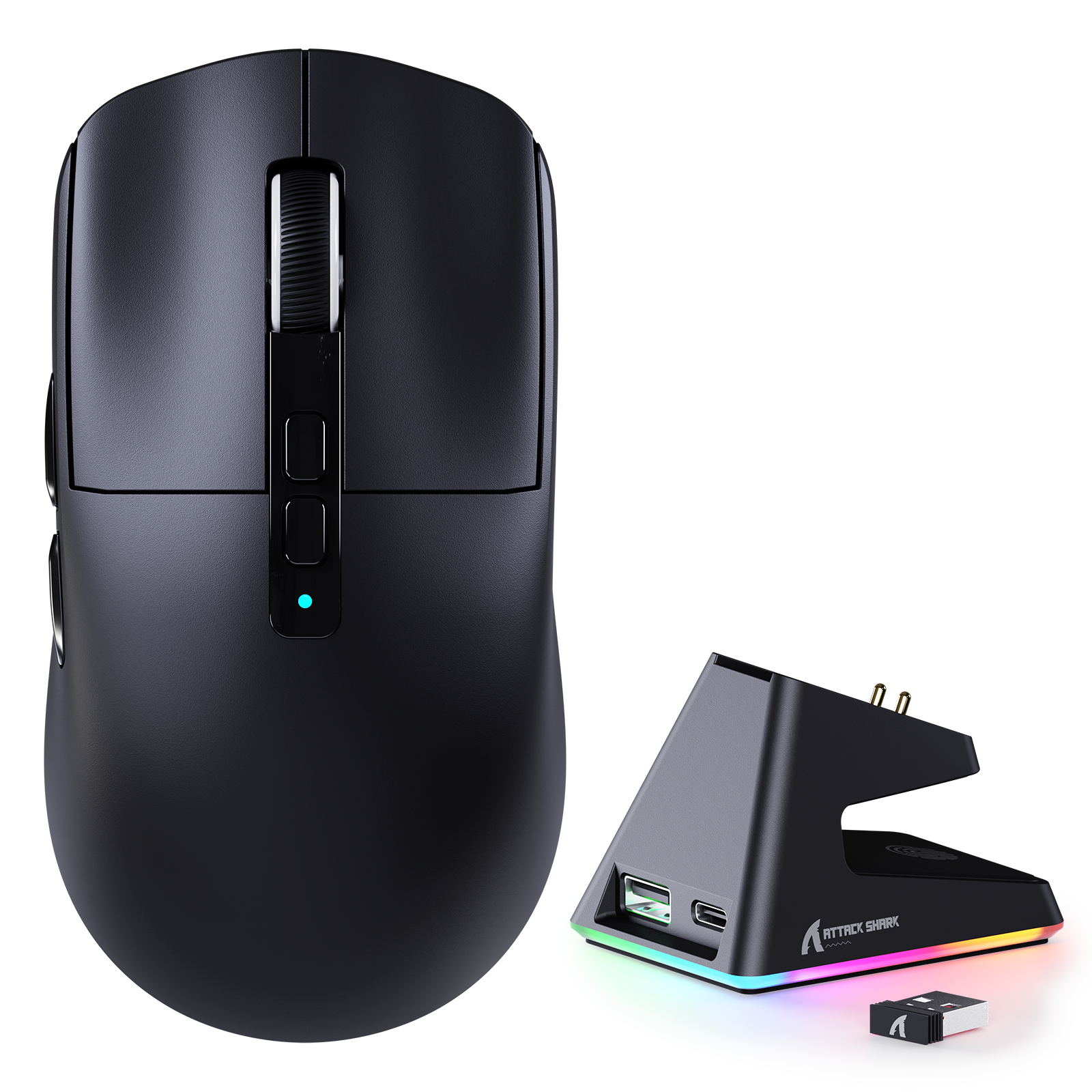 ATTACK SHARK X6 Souris de jeu à trois modes avec station de charge