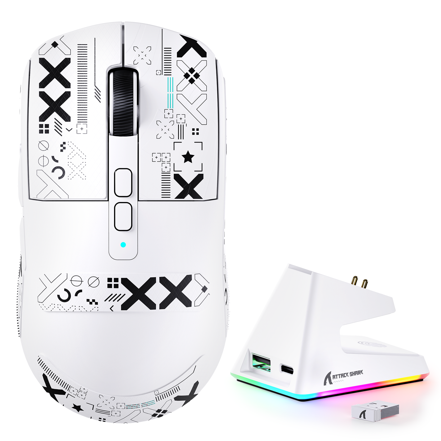 ATTACK SHARK X6 Souris de jeu à trois modes avec station de charge