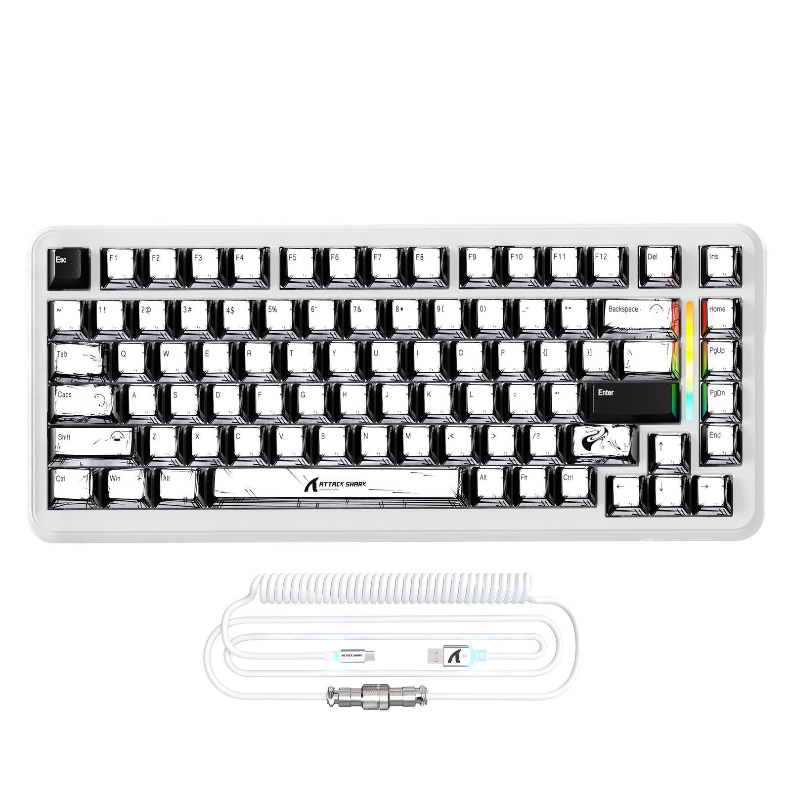 Clavier magnétique ATTACK SHARK X82PRO HE avec câble enroulé RGB C01Ultra
