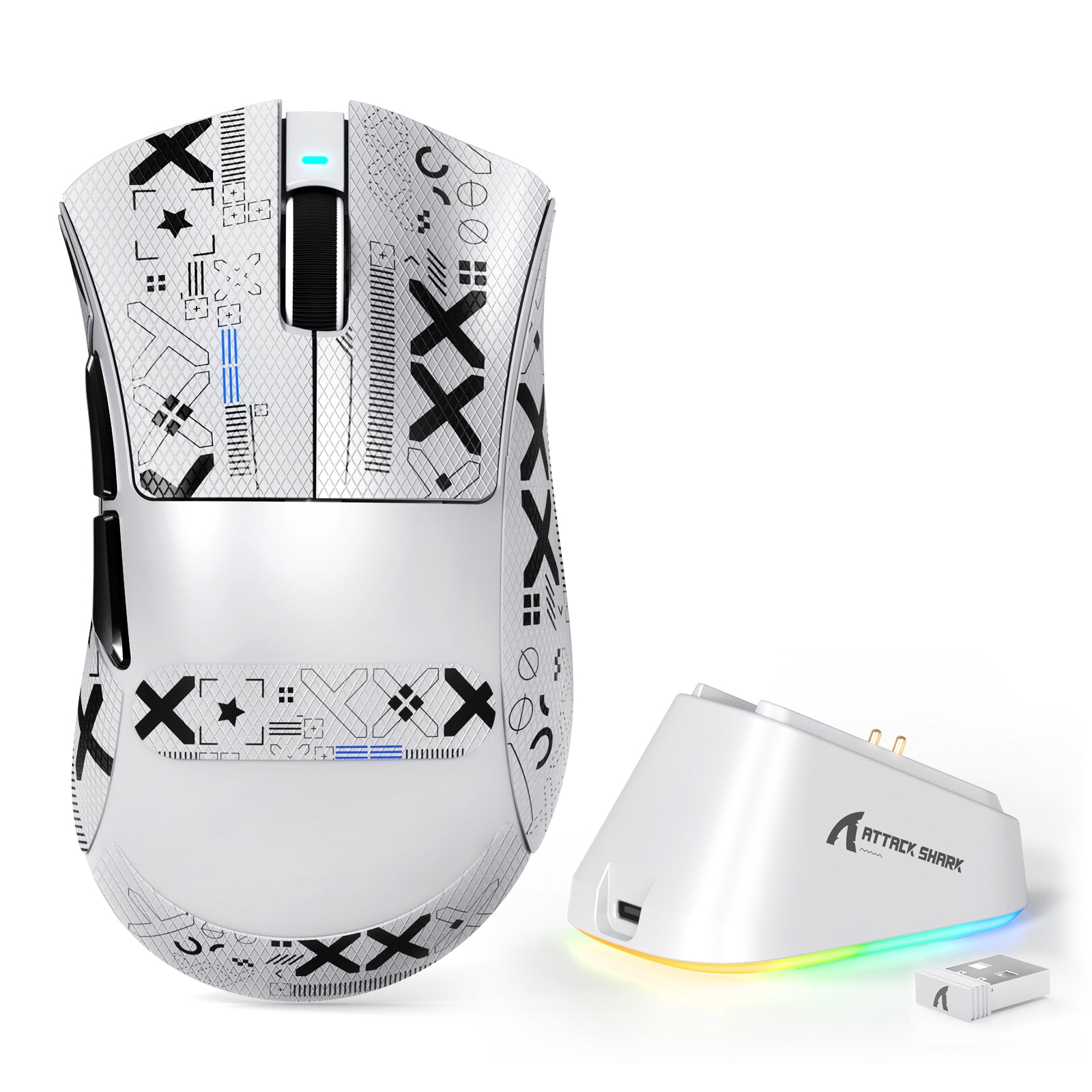 Souris gaming ultra-légère ATTACK SHARK V3PRO à trois modes avec station de charge