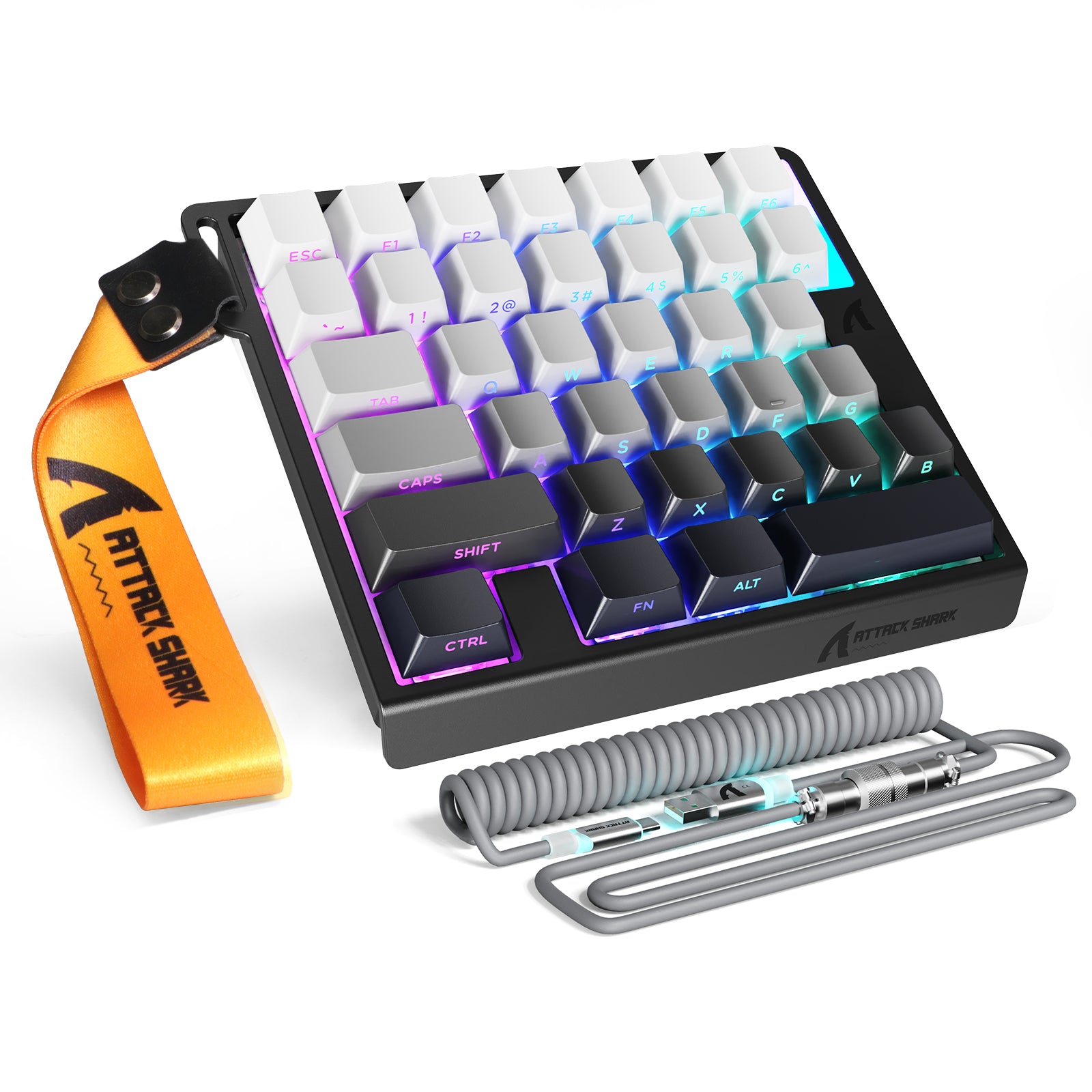 Clavier à interrupteur magnétique à une main ATTACK SHARK M36 HE & câble Aviateur LED ULTRA C01